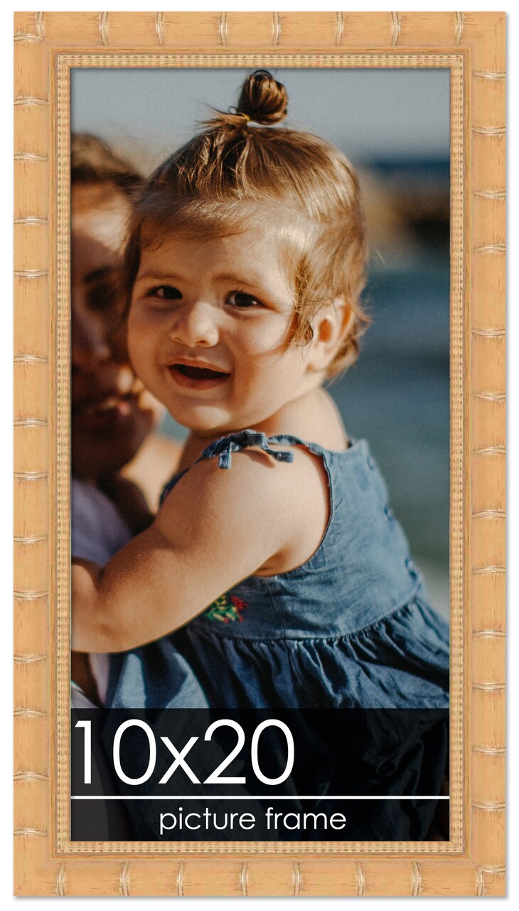 10x20 Modern Bamboo Picture Frame with UV-Resistant Acrylic & Acid Free Backing, Available in 5 Finishes - Gold, Silver, Brown, Black, and Natural